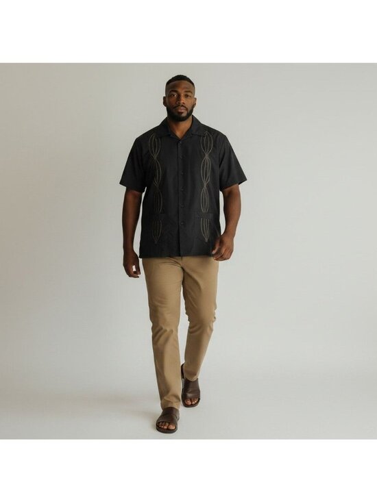 Haband Other - Haband Genuine Guayabera XL Black Short Sleeve Embroidered Shirt